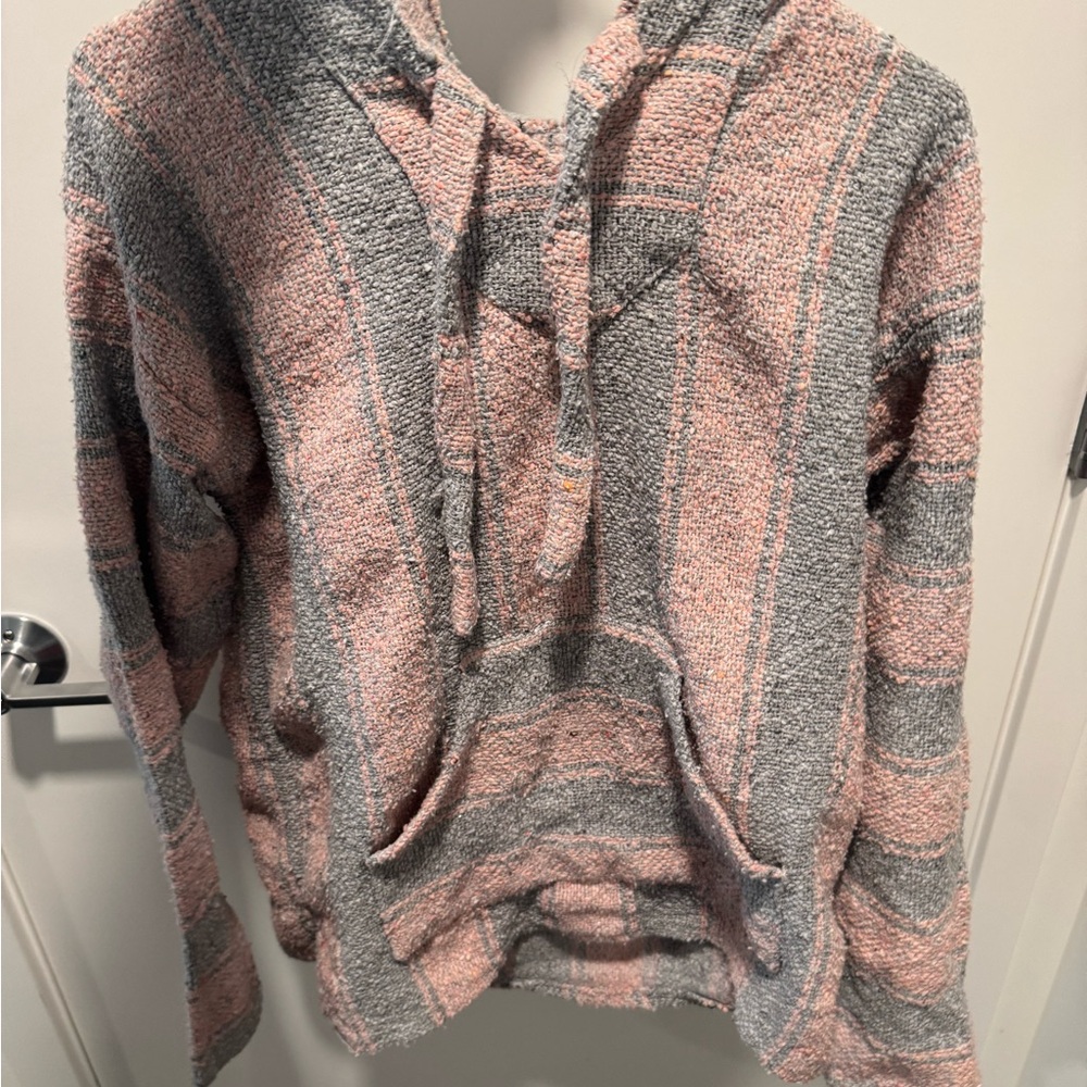 Cozy Pink and Gray Striped Women's Hoodie